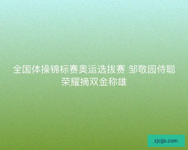 全国体操锦标赛奥运选拔赛 邹敬园侍聪荣耀摘双金称雄